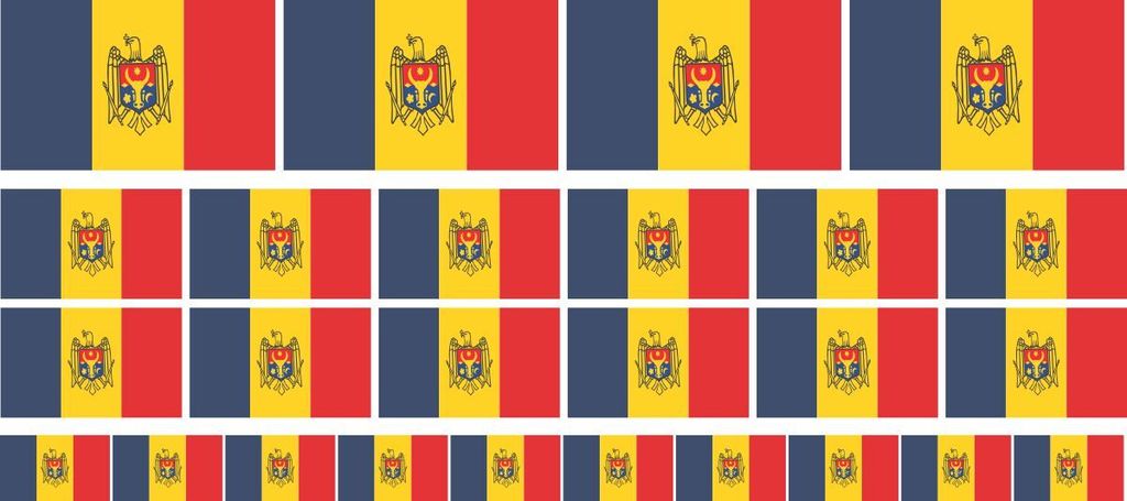 Mini Aufkleber Set - Pack glatt - 4x 51x31mm+ 12x 33x20mm + 10x 20x12mm- selbstklebender Sticker - Moldavien - Flagge / Banner / Standarte fürs Au...