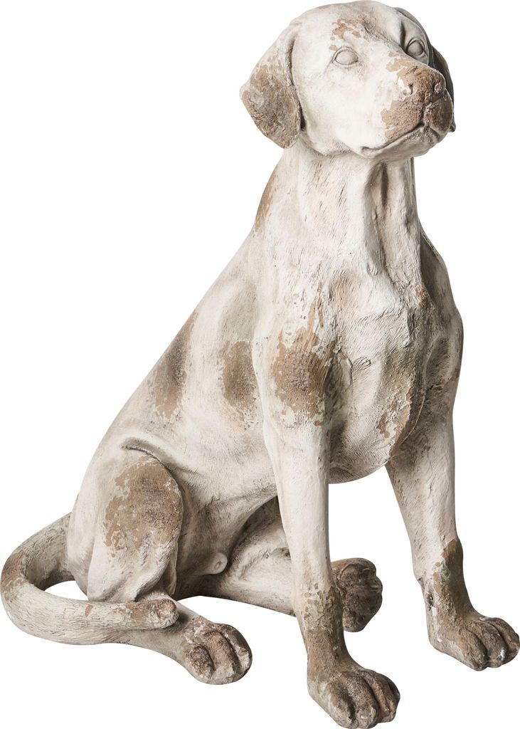 BELIANI Gartenfigur Beige MgO 70 cm Hoch Antik-Optik Groß Hundeform Indoor & Outdoor Dekofigur Skulptur Gartendeko Hundefigur Deko-Hund