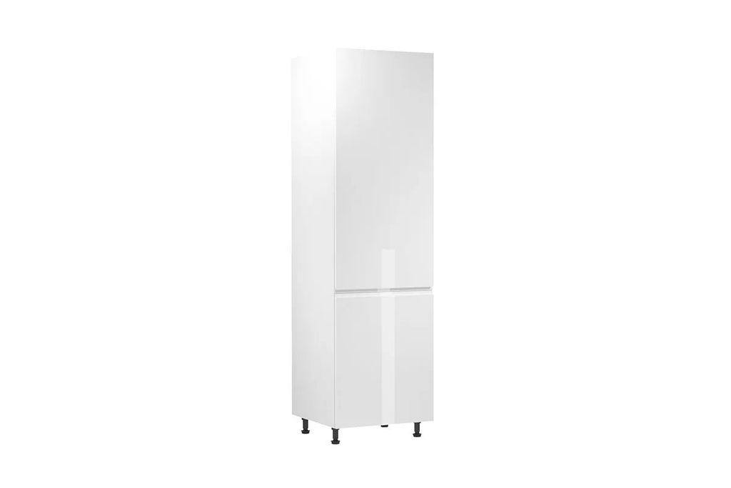 Kühlumbauschrank 60 cm Küchenschrank Küchenblock mit 2 Türen, Aspen D60ZL Weiß/Hochglanz