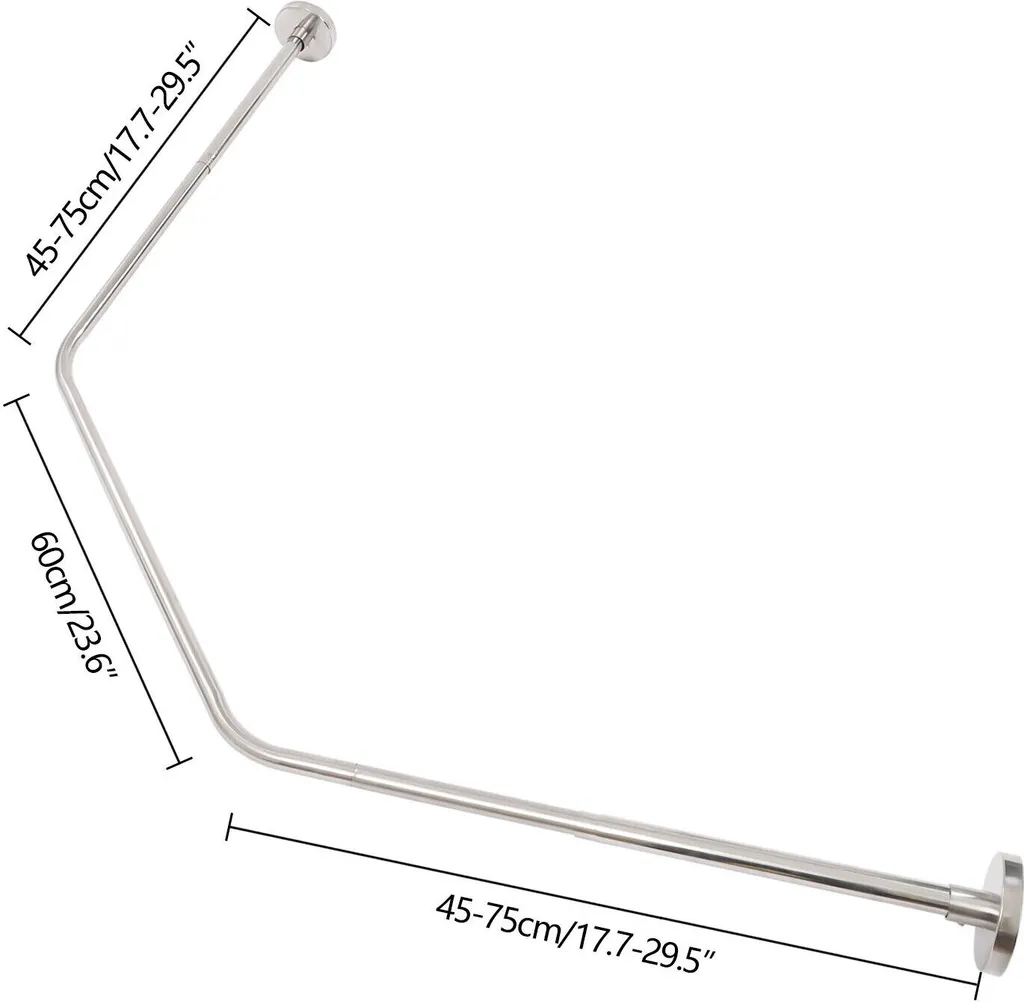 Tringle à rideau de douche extensible en acier inoxydable pour angle - 6