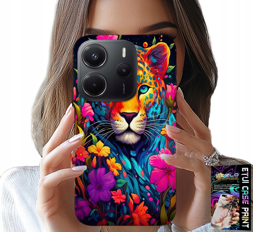 Etui Für Xiaomi Note 14 4G - Florale Muster Tiger Tiger + Folie
