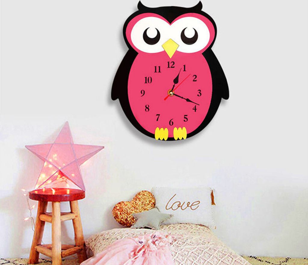 Moderne einfache Stil Wanduhr, niedliche Cartoon Modellierung Eule Wanduhr Wohnzimmer Kinderzimmer stumme Acryl Wanduhr, 19 ×29,5 cm