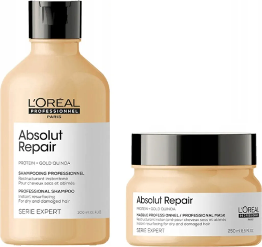 Routine Cheveux Abîmés L'Oréal Absolut Repair : Shampooing 300ml Masque