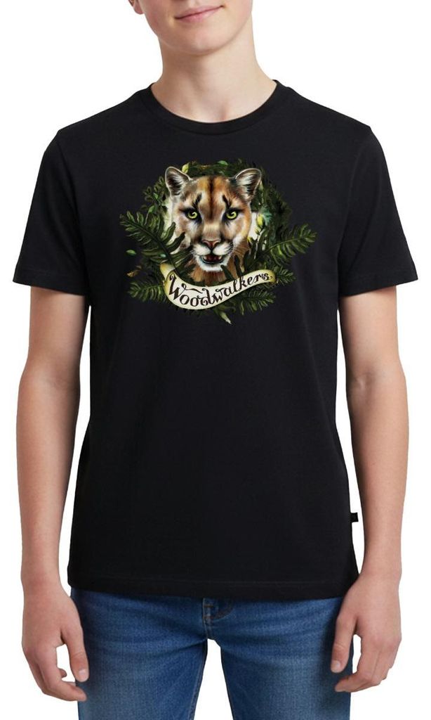 Spreadshirt Woodwalkers Carag In Tiergestalt & Schriftzug Teenager Premium T-Shirt, 158/164 (12 Jahre), Schwarz