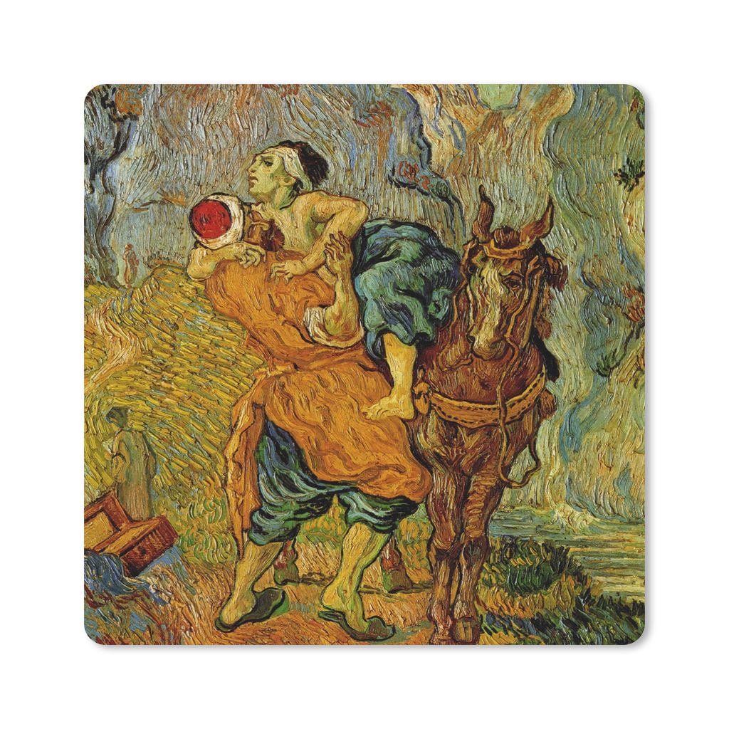 MuchoWow Mauspad Mousepad Der barmherzige Samariter - Vincent van Gogh 20x20 cm - Mousepads - Maus Mat - Pad - Mausunterlage - Desk Mat - Bureaua...