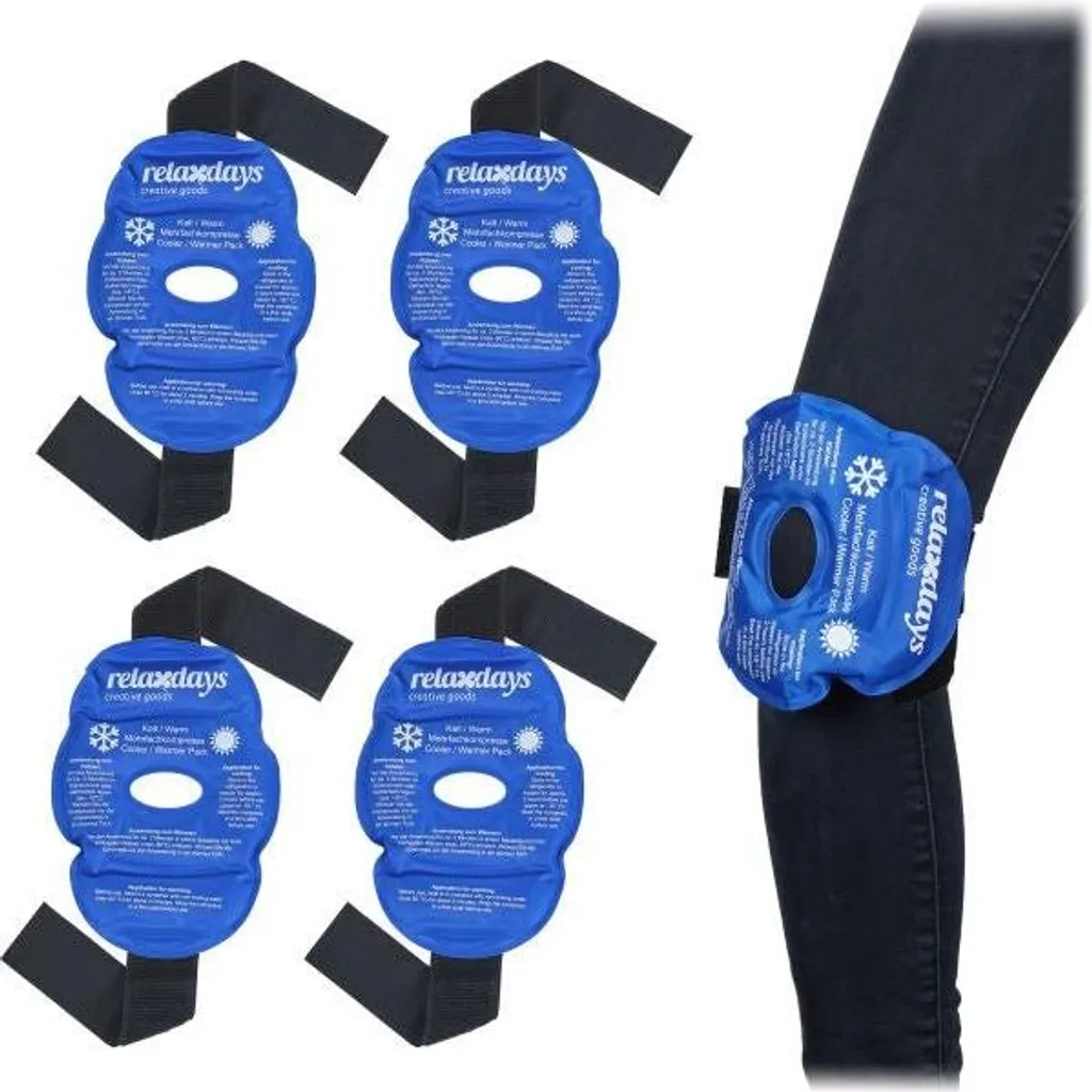 Protections de genoux pro en gel bleu - Lot de 4 sangles ajustables