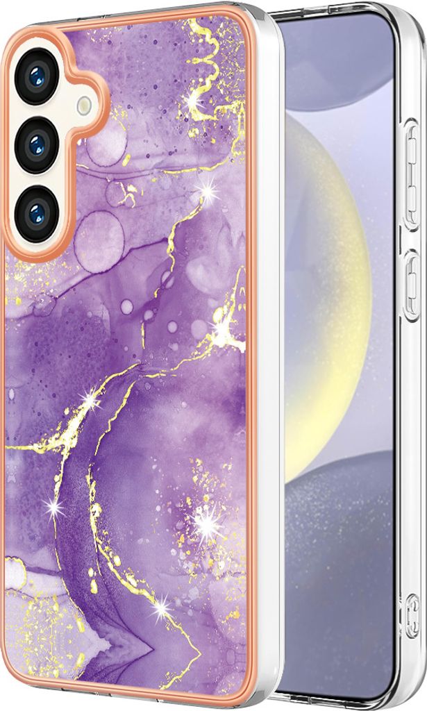 Galaxy S24 Hülle, Marmor Muster Weich TPU Bumper Schutzhülle für Samsung Galaxy S24 Lila