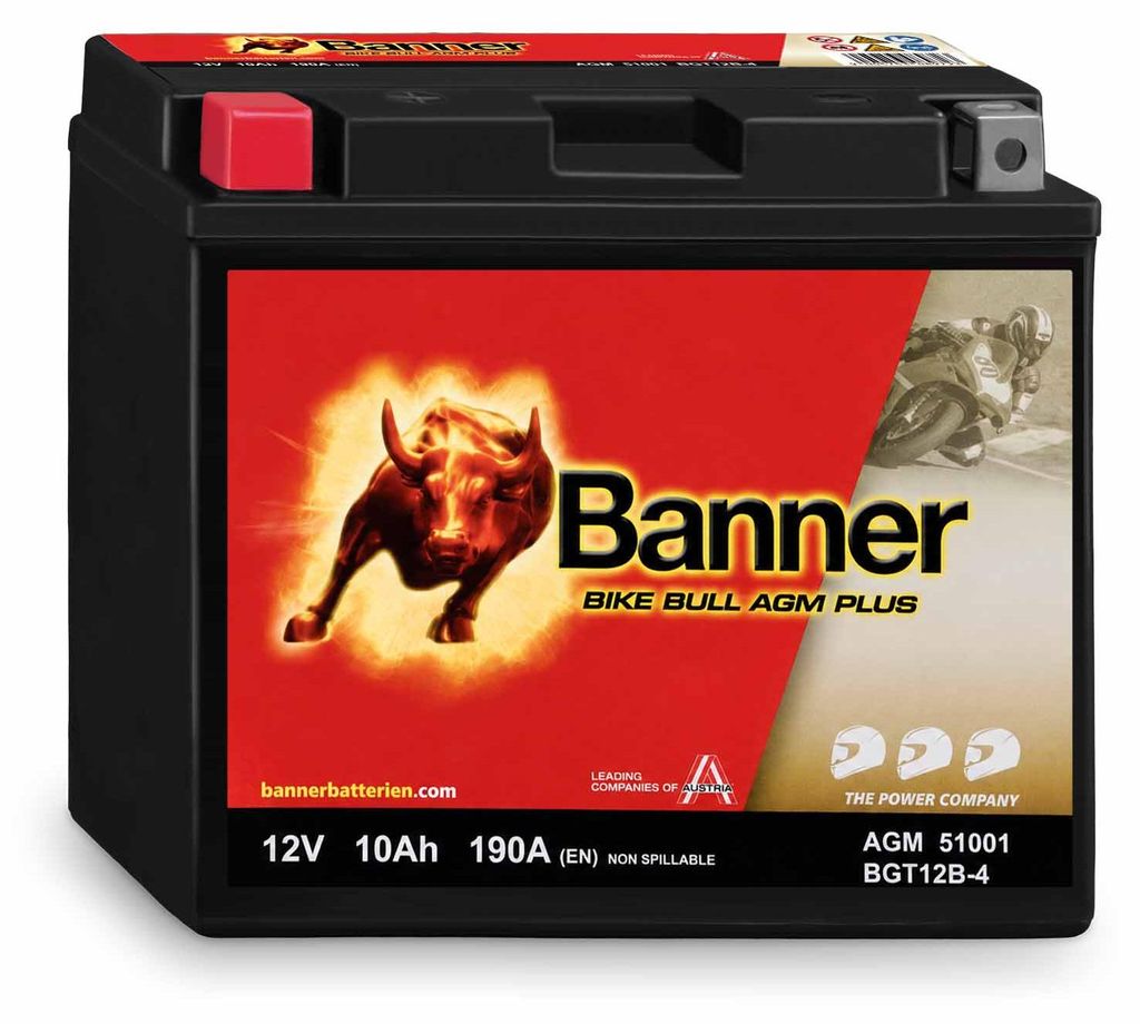 Banner Bike Bull AGM PLUS Motorradbatterie YT12B-BS Produktbild 