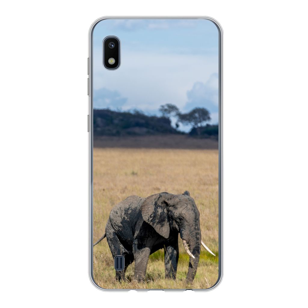 MuchoWow Handyhülle Schutzhülle Hülle für Samsung Galaxy A10 Elefant - Gras - Tiere - Natur Silikon Softcase Handy Hülle - Schutzhülle