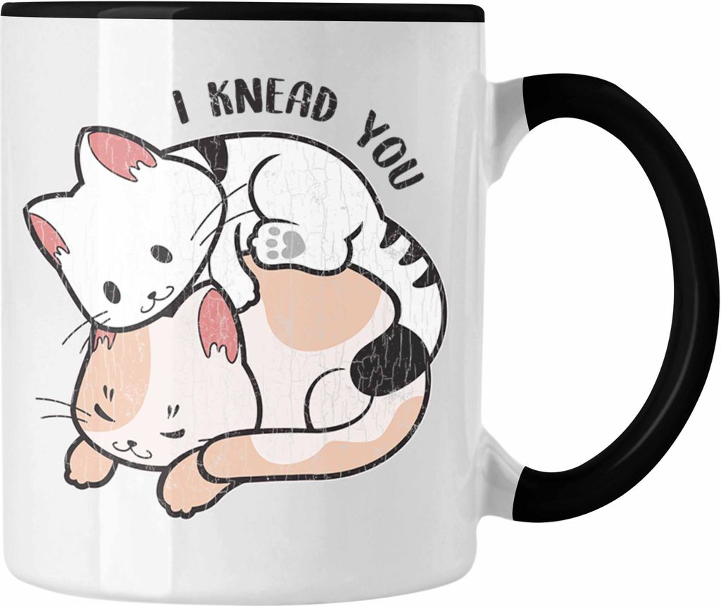 Trendation - Valentinstag Tasse Geschenk für Ihn Sie Lustig Katze Geschenkidee Becher Freund Freundin Liebe Paare (Schwarz)