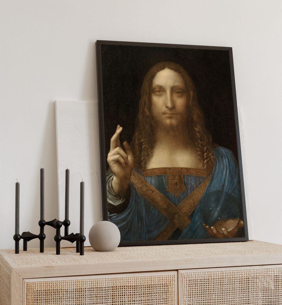 Poster Salvator mundi, groesse_poster:70x100 cm, groesse_rahmen:birke 70x100 cm