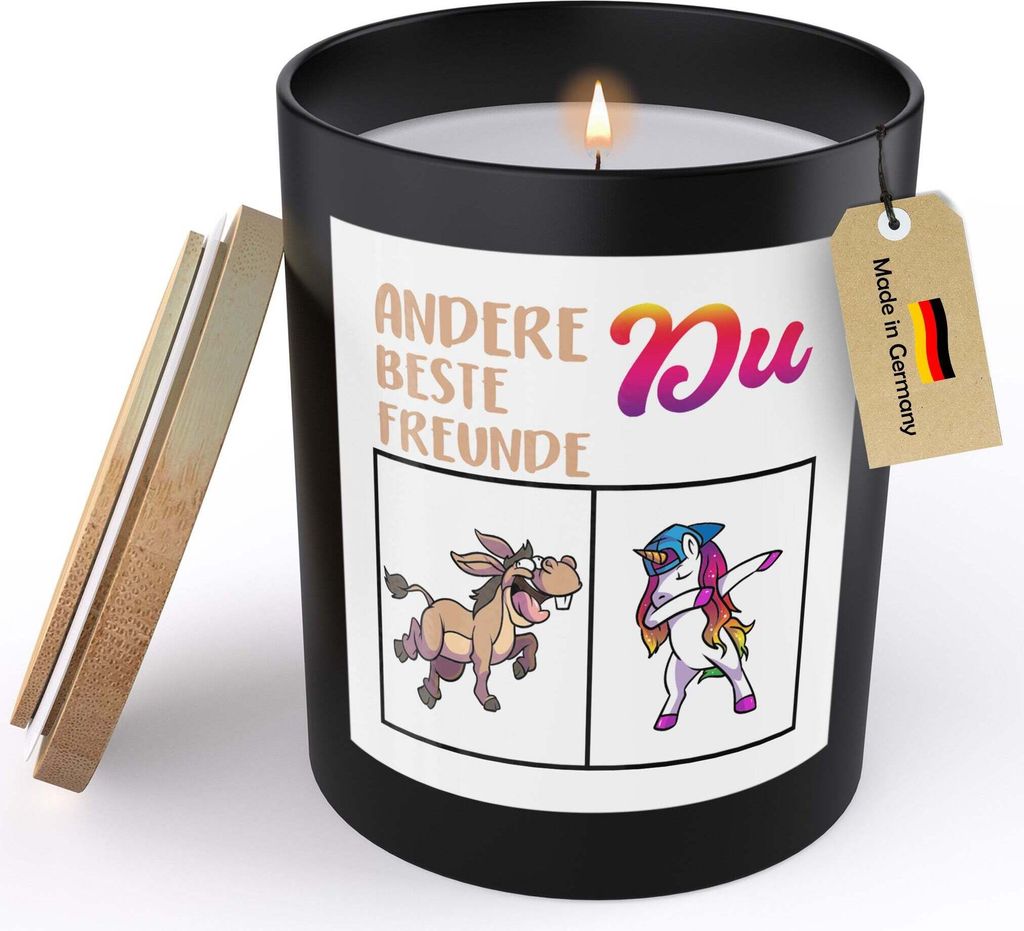 22Feels Beste Freundin Geschenk Freundschaft Frauen "Einhorn" Spruchkerze Sojawachs Kerze im Glas BFF Bestie Geburtstag Handgemacht mit Spruch Duft...