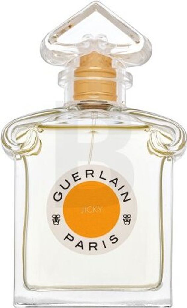 A clear, front-facing studio shot of a Guerlain Jicky Eau de Parfum bottle.