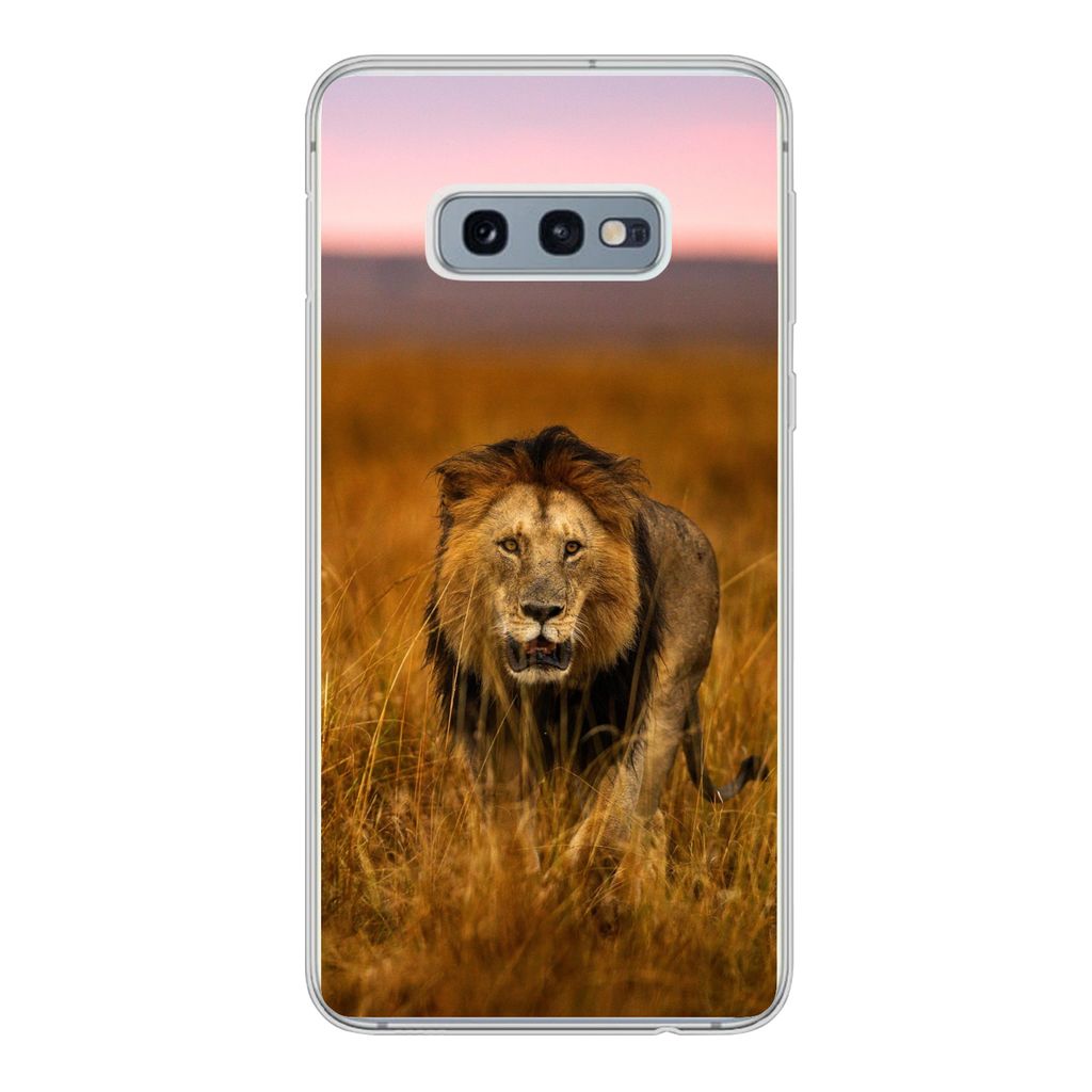 MuchoWow Handyhülle Schutzhülle Hülle für Samsung Galaxy S10e Löwe - Savanne - Gras Silikon Softcase Handy Hülle - Handy