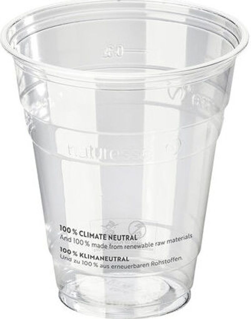 100x Trinkbecher 300 ml Eichstrich Ø 96 mm -Kunststoff (PLA)