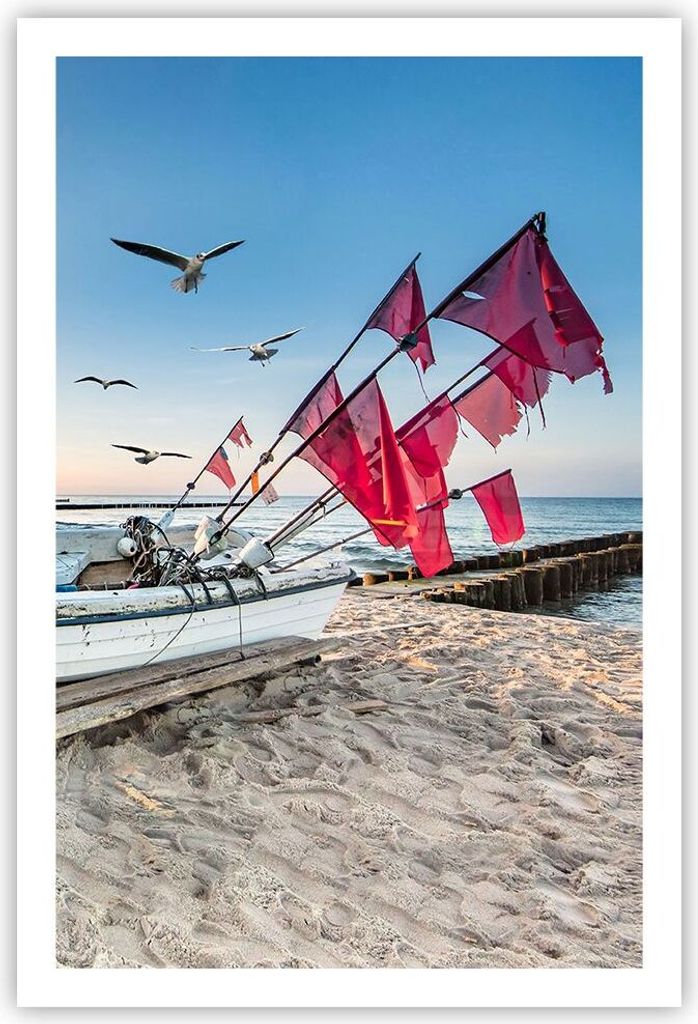 Poster - Poster ohne Rahmen - £ódŸ Küste Möwen - 61x91,5 cm - Wand Bild - Wanddeko - Wandbilder - Kunstposter - Wandposter - Bilder - Kunstdru...