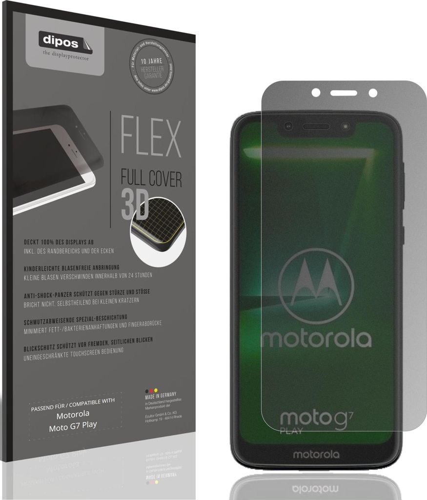 Full Cover Privacy Blickschutzfolie für Motorola Moto G7 Play Folie Anti-Shock