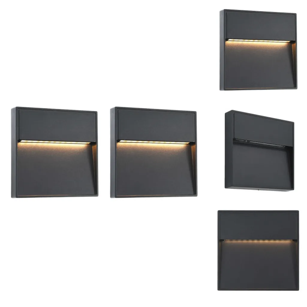 vidaXL Lot de 2 appliques murales d'extérieur LED 3W carrées noires