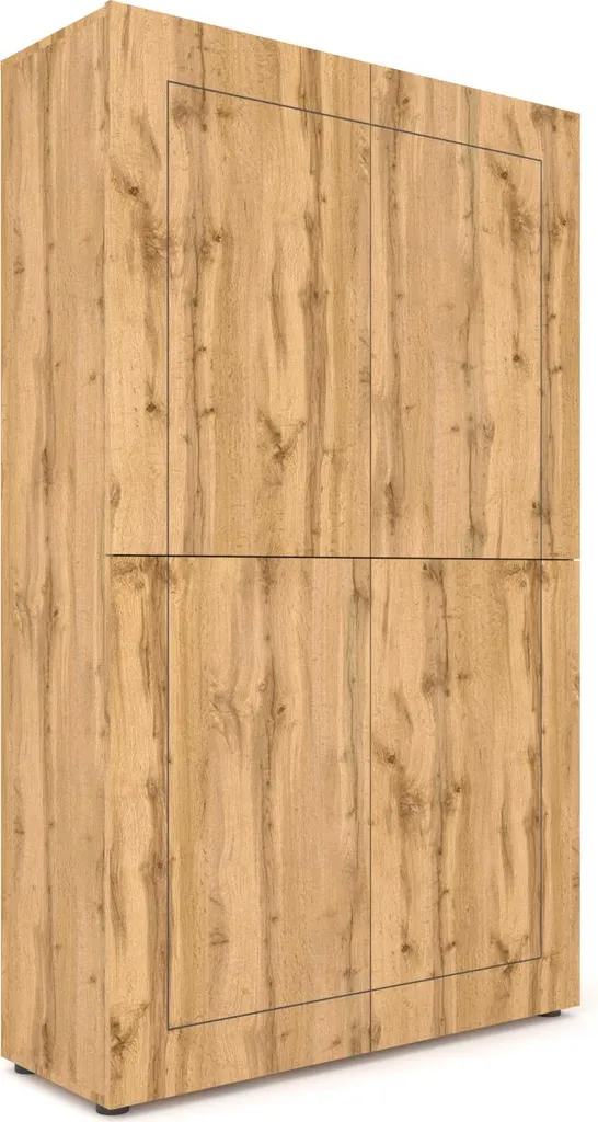 Buffet haut 4 portes ITAMOBY Elios 100x35x165 cm chêne naturel chic