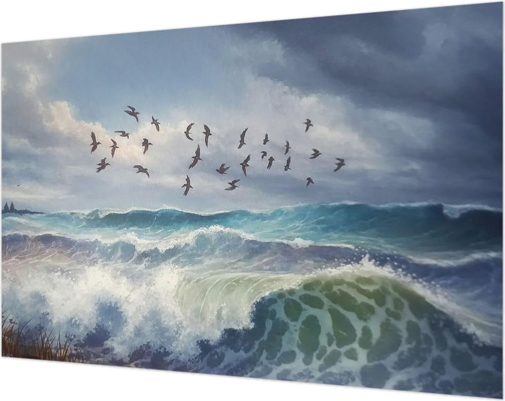 Wandtapete - Dekorative Tapete für Wohnzimmer- Tapetenfolie für Wanddekoration - 104x70 cm - Meereswellen