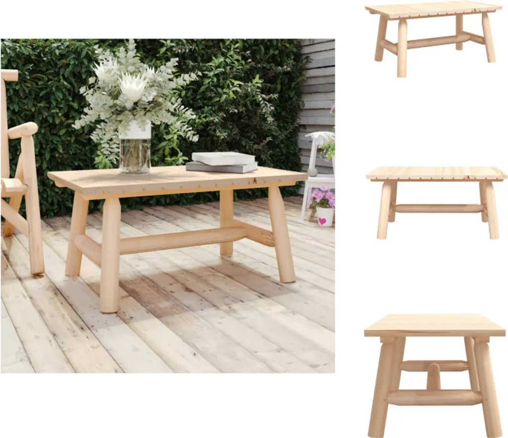 Table basse de jardin en épicéa massif 90x50x41 cm - Meuble extérieur bois