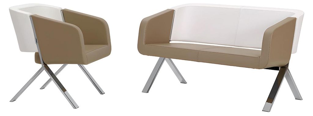 Sofas Design Textil Modern Sofa 2 Sitzer Beige Hochwertig Sessel Polster