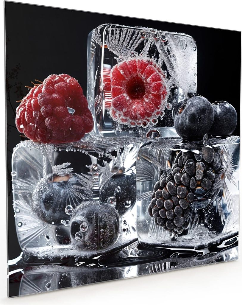Küchenrückwand Spritzschutz Glas mit Motiv Gefrorene Früchte 40 x 40 cm