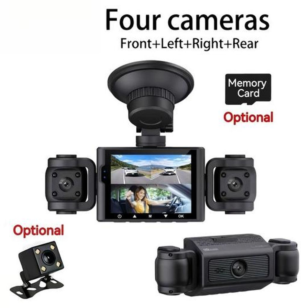 Universal Dashcam mit doppeltem Sensor | 1080p-Frontkamera und 480p-Integrierte Kamera, Nachtvisierung mit Infrarot, 5,08 cm IPS-Bildschirm, Weitwi...