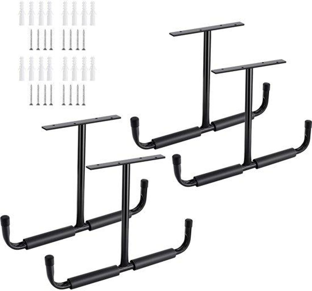 Universal Metal Garage Ceiling Hooks, Wandhaken, Extra Strong Universal Hooks for Ladders, Bikes, Wood, Tools and Large Items (4-Pack, Black) -> Un...