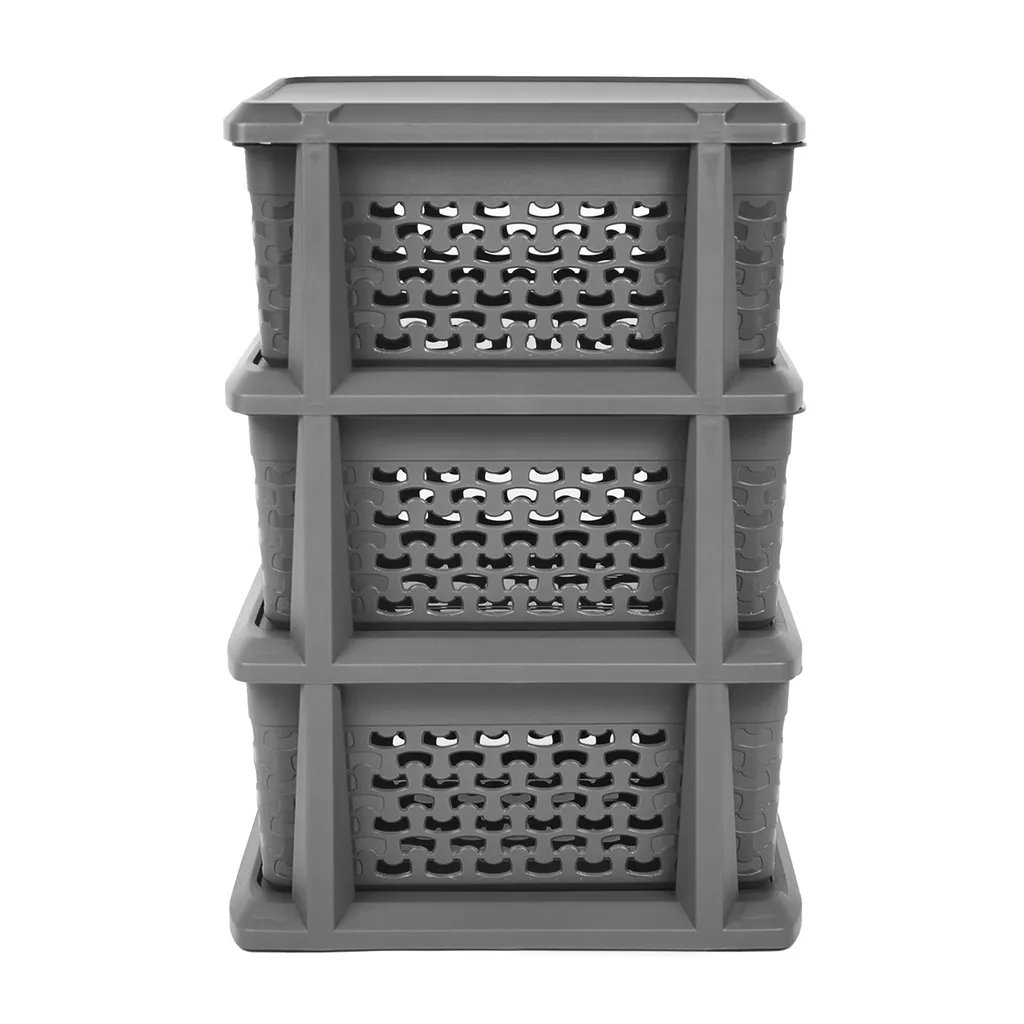 Support à paniers modulables en coton gris anthracite pour armoire
