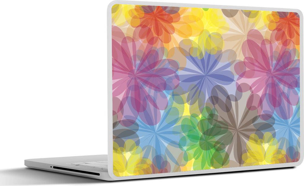 MuchoWow Laptop Aufkleber Sticker Cover Regenbogen - Blumen - Abstrakt - Muster 40x30 cm - Laptop Dekoration - Selbstklebend