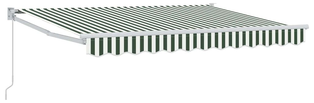 Manuell einziehbare Markise Grün und Weiß 3 x 2 m