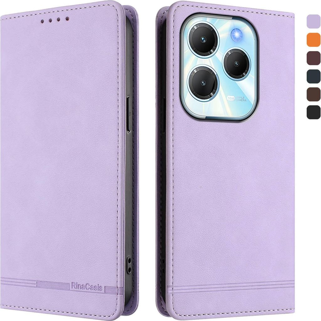 Hülle für Infinix Hot 40/Hot 40 Pro/Tecno Spark 20 Pro 4G, Retro Kunstleder Ständer Klapphülle mit Kartenfächer und Magnetische Violett
