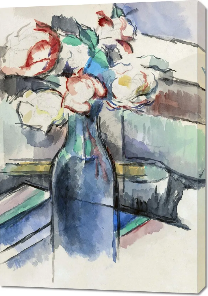 Tableau Roses de Cézanne 70x100 cm Impression Toile Qualité Musée