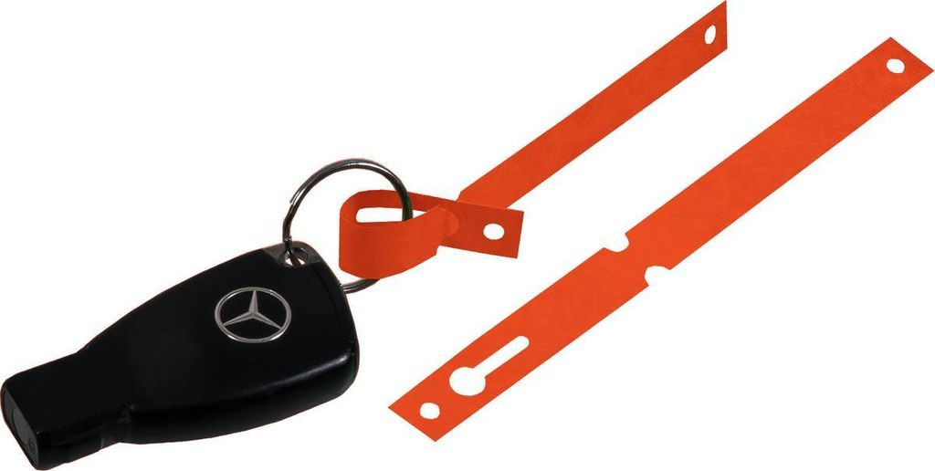 Schlaufenanhänger "Dura", aus Tyvek, zur Markierung von Schlüsseln oder Ersatzteilen, Material: Tyvek, Maße: 160 x 12,7 mm, Orange, Verpackungse...