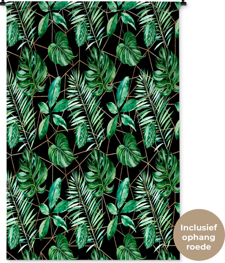 MuchoWow Wandteppich Wandbehang Blätter - Grün - Abstrakt 120x180 cm Tapisserie Dekoration Wandtuch - Schlafzimmer - Dekorationen für das Haus