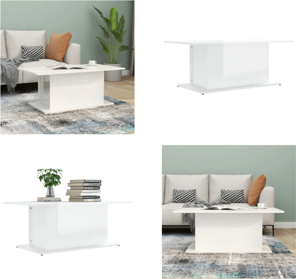 Tavolino da Salotto Bianco Lucido 102 cm - Arredo Moderno Casa