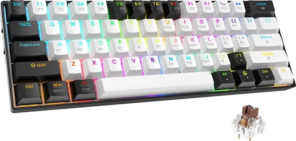 Clavier INF Compact 60% Mécanique RGB Bluetooth Silencieux Noir