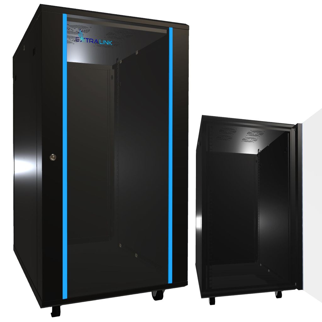 Extralink 22U Rackkast 600 x 800 mm, Zwart, Vrijstaand, met Productafbeelding 