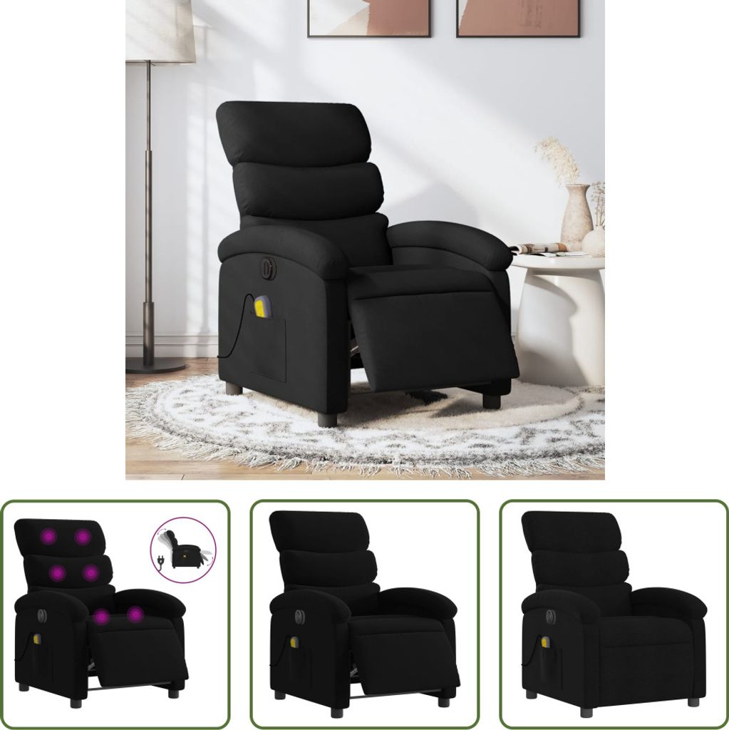 The Living Store Massagesessel Elektrisch Schwarz Stoff