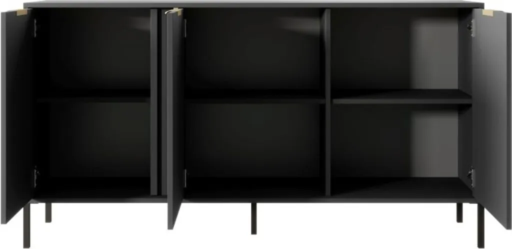 Petit buffet bas HARTSELE anthracite - Commode design à deux portes - 2