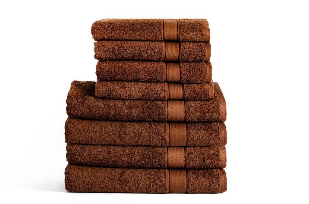 Komfortec 8er Handtuch Set aus 100% Baumwolle, 4 Badetücher 70x140 und 4 Handtücher 50x100 cm , Frottee, Weich, Schoko Braun