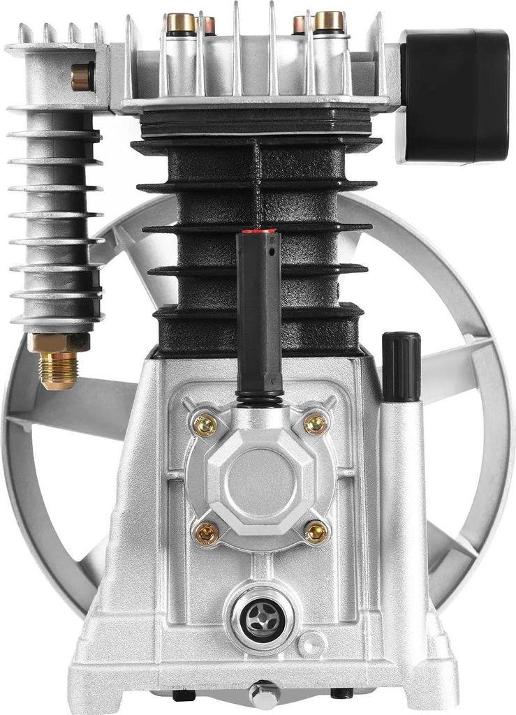 Luftkompressor Pumpenkopf - 2065 einstufig 2-Zylinder - 250 l/min - 0,8 MPa Betriebsdruck, 1,0 MPa max. - 2,2 kW 3 PS - Silber/Schwarz