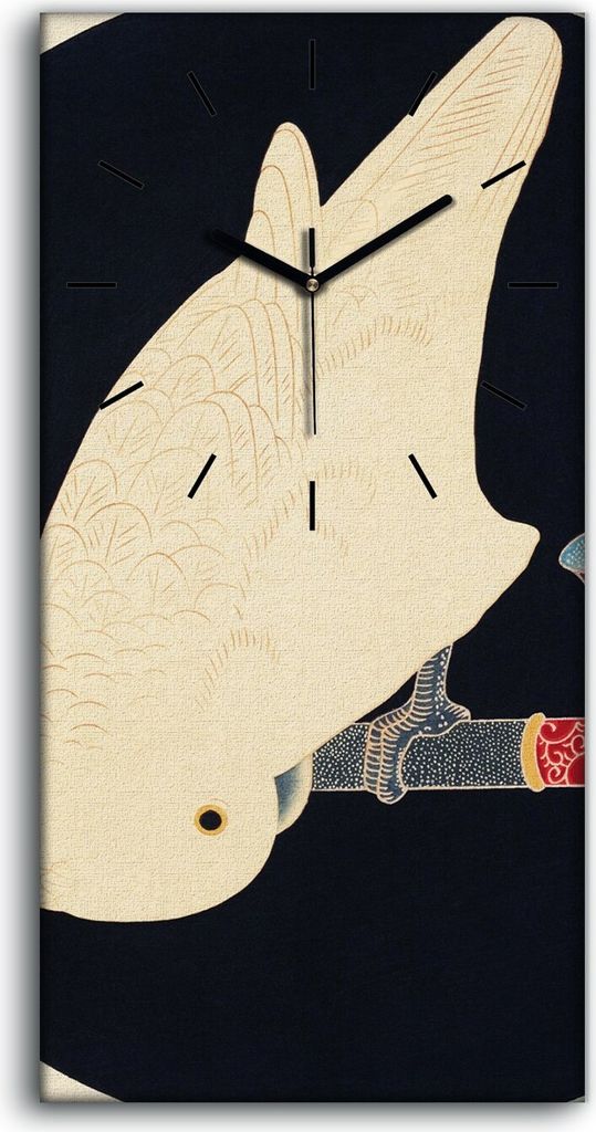 Wandbild Leinwand Bilder mit Uhr 30x60 Gemälde Abstrakte Tier Vogel Papagei - schwarze Hände