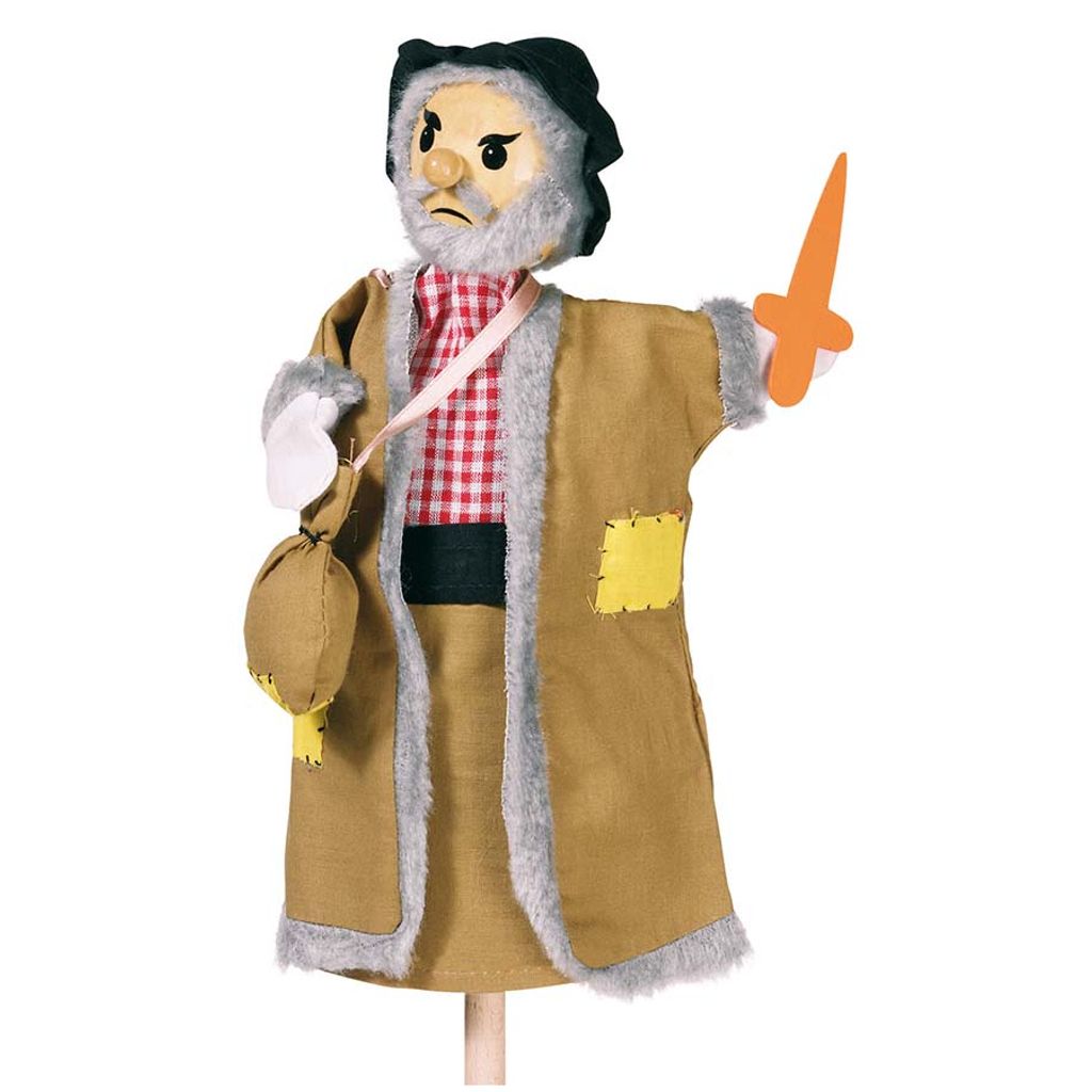 goki 51995 Handpuppe Räuber, braun/grau/schwarz