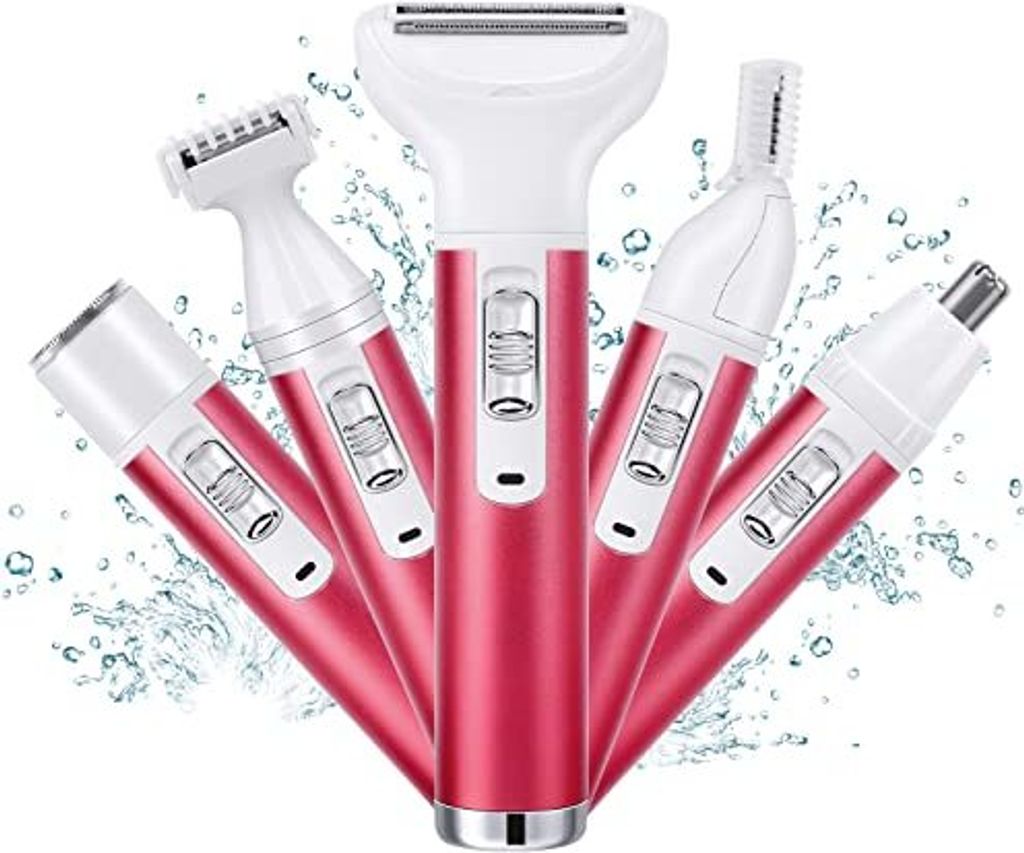 Acwoo Electric Shaver Frauen, 5-in-1-Frauen-Rasierer, Rasiermesser Haarschneidergesicht, Nase, Achselhöhlen, intime Gebiet, Bikini USB-Ladung
