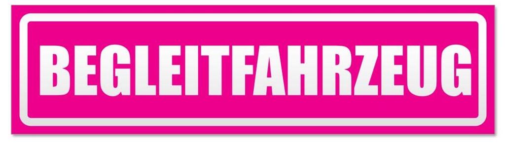 Kiwistar - Autoaufkleber - Pink - 30 x 8 cm - Begleitfahrzeug invertiert - Hinweis Aufkleber Sticker für Auto, Kfz, Fahrrad, PKW, LKW