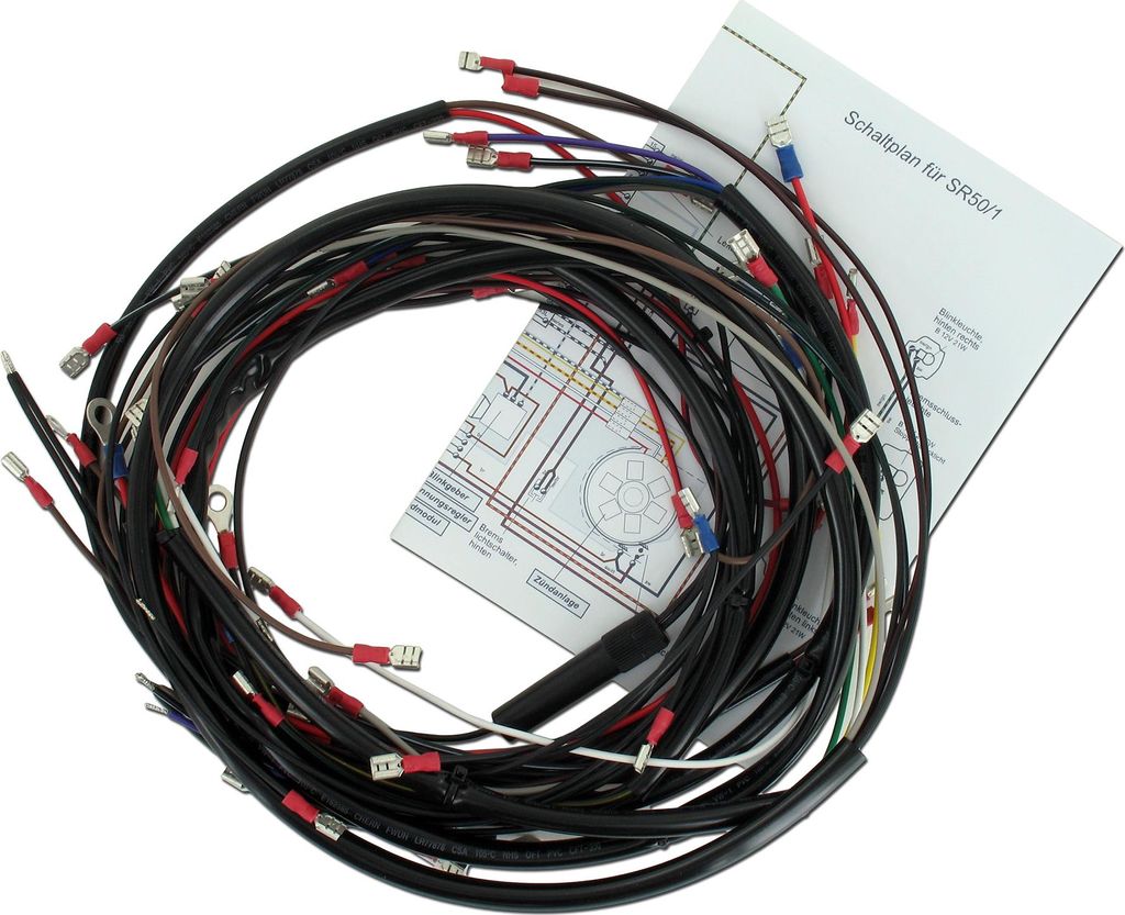 Kabelbaumset, Basisausstattung mit Schaltplan - für Simson SR50, SR80