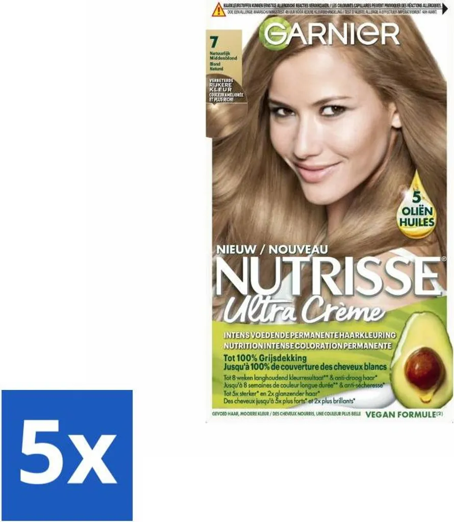 Garnier Nutrisse 7 Biondo Naturale - Scorta 5 Pezzi Colore Permanente