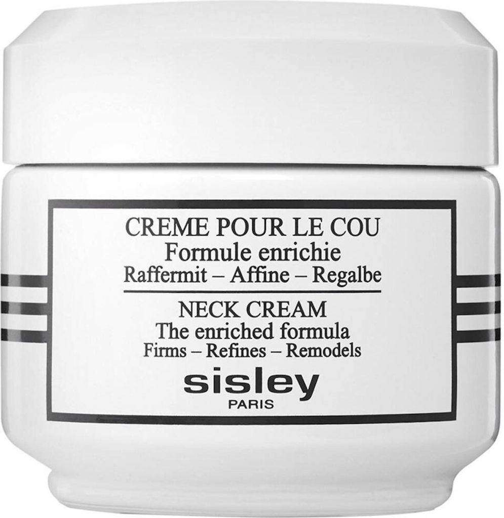 A white jar of Sisley Neck Cream is shown against a white background.